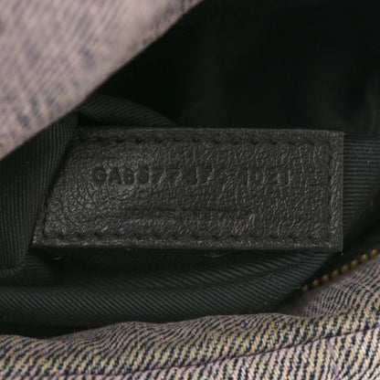 Saint Laurent Denim Quilted Small Loulou Puffer Monogram Chain Satchel Bleached Lilac 7 of 13