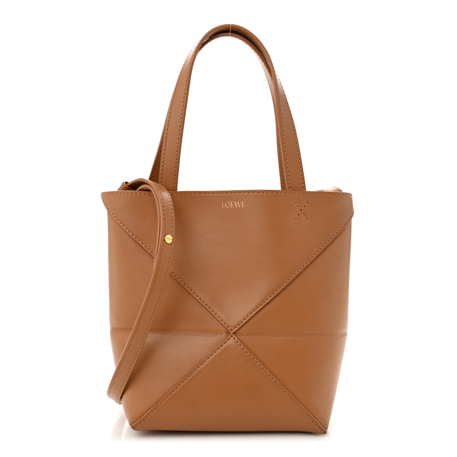 Loewe Shiny Calfskin Mini Puzzle Fold Tote Warm Desert 1 of 10
