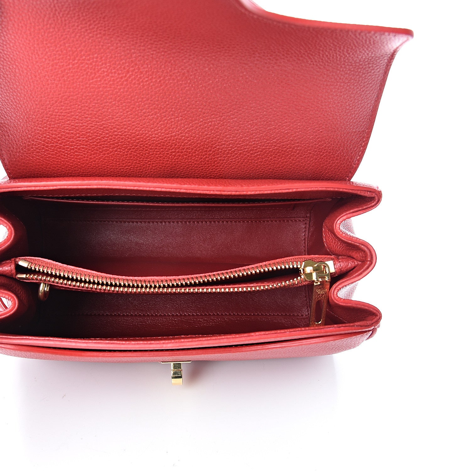 Celine Grained Calfskin Small 16 Top Handle Bag Red 4 of 11