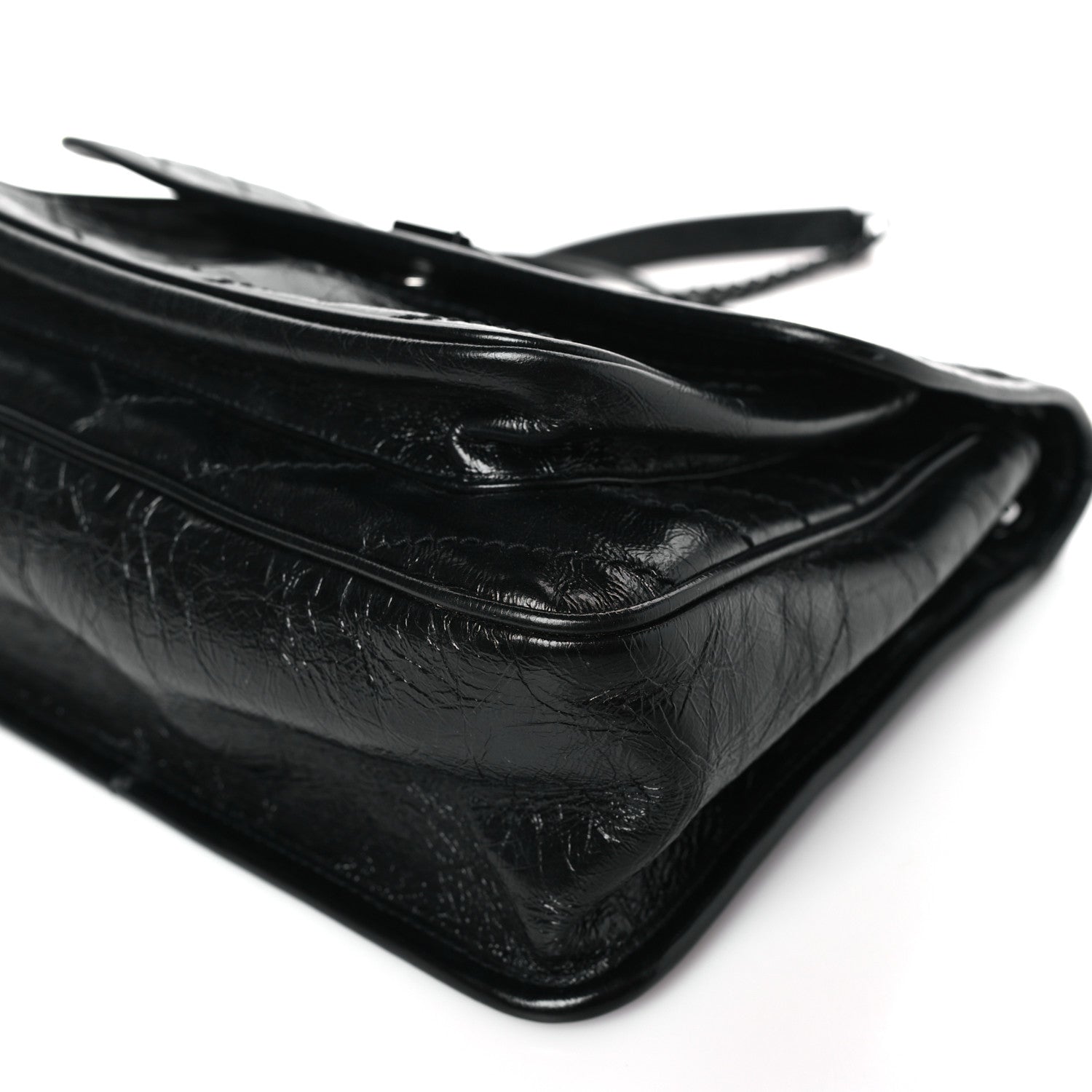Saint Laurent Crinkled Calfskin Matelasse Monogram Medium Niki Chain Satchel Black 9 of 9