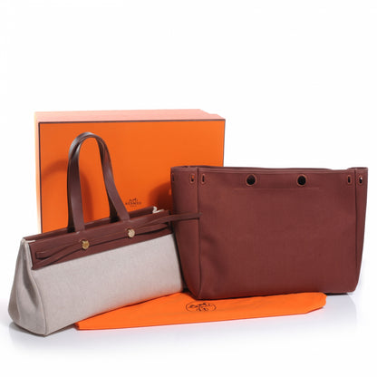Hermes Toile Herbag Cabas Natural and Brown 3 of 8