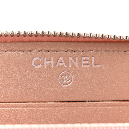 Chanel Caviar Camellia Embossed Medium Zip Around Wallet Light Pink 6 of 11