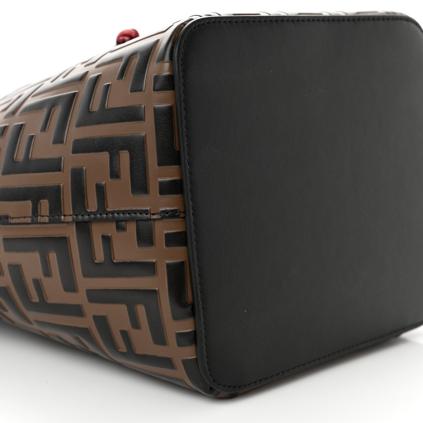 Vitello Grace F is Fendi Bi-Color FF 1974 Embossed Grande Mon Tresor Bucket Bag Maya Black Fragola