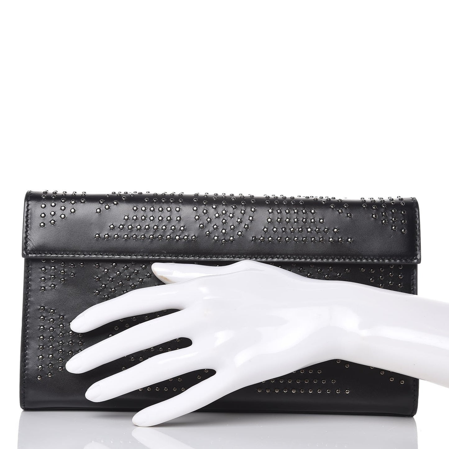 Calfskin Studded Clutch Black