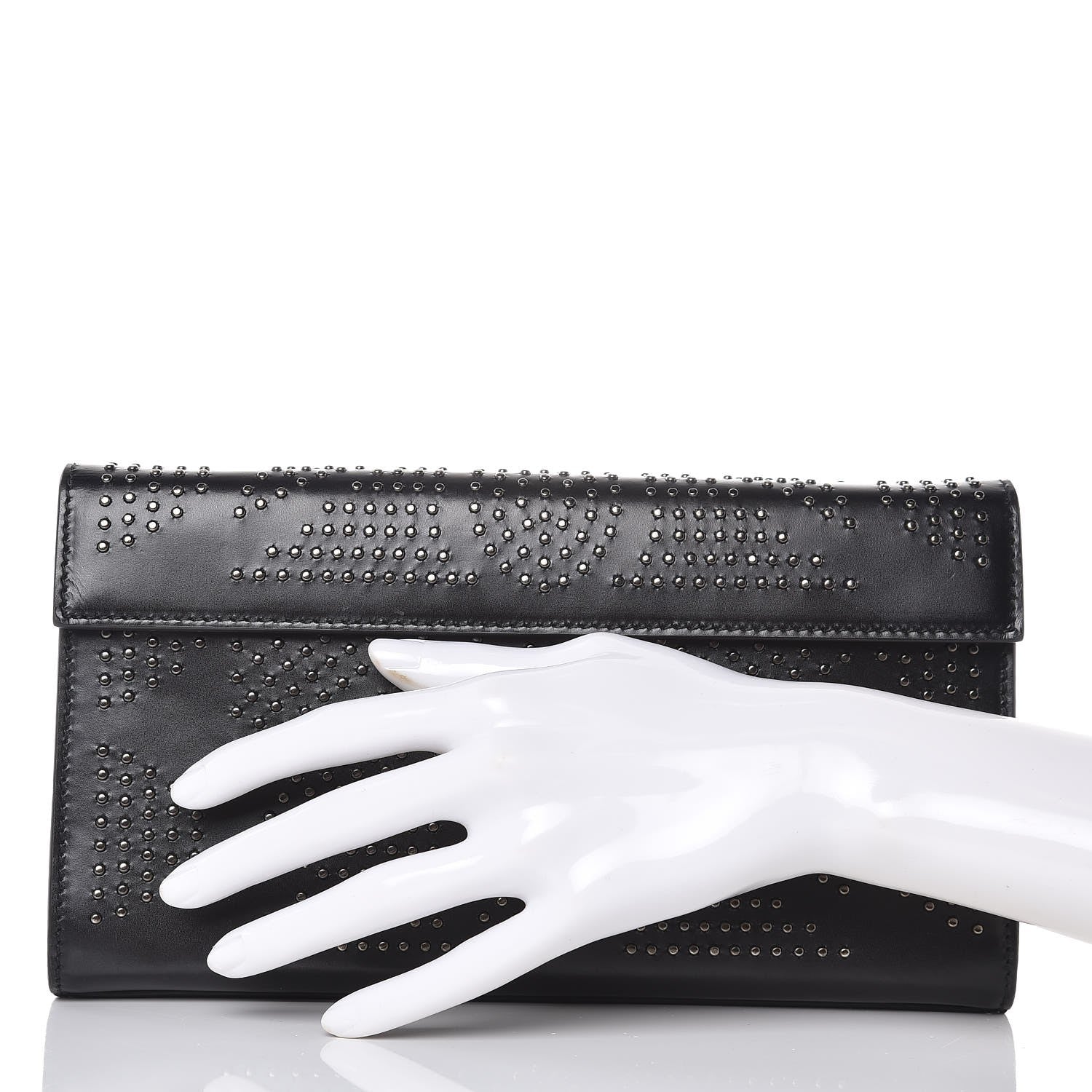 Alaia Calfskin Studded Clutch Black 2 of 7