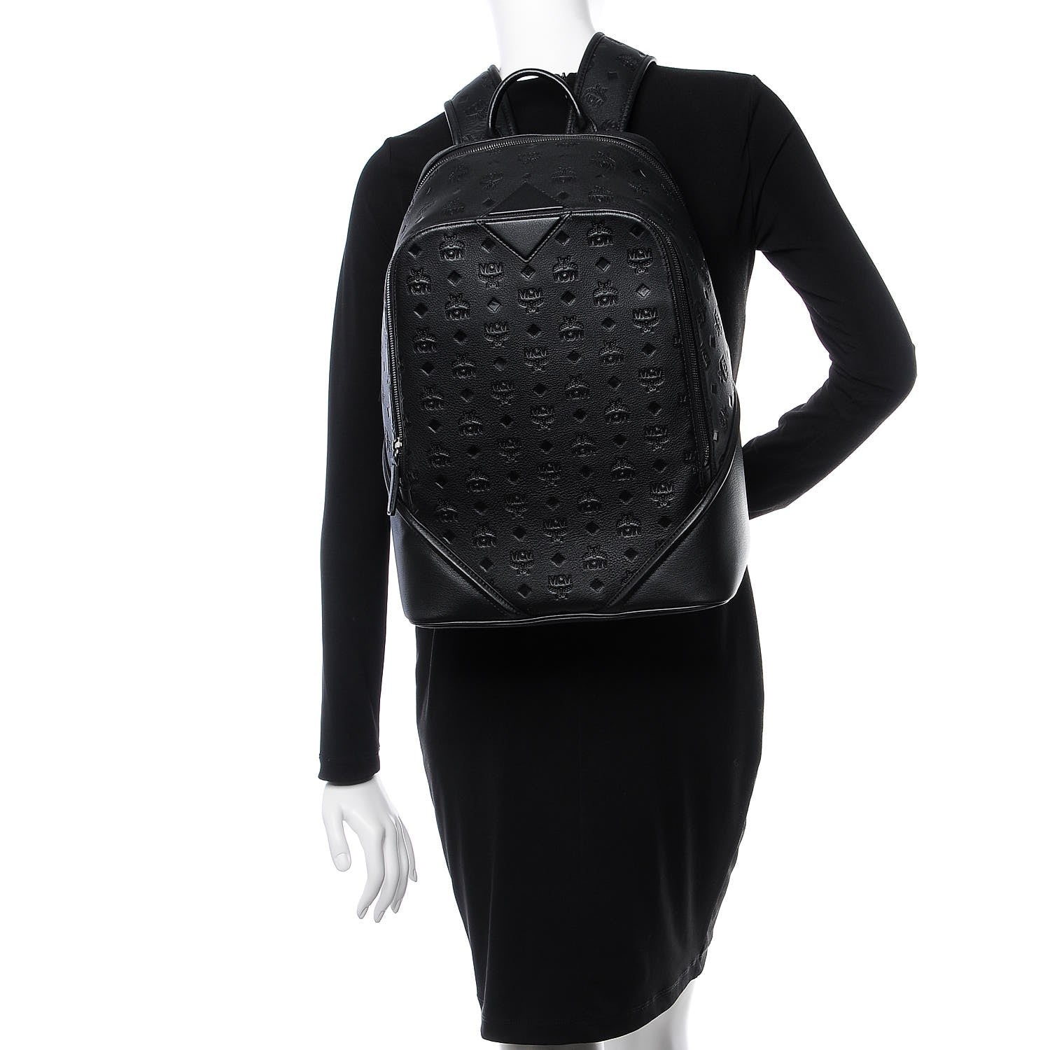 MCM Calfskin Ottomar Monogram Duke Backpack Black 2 of 7