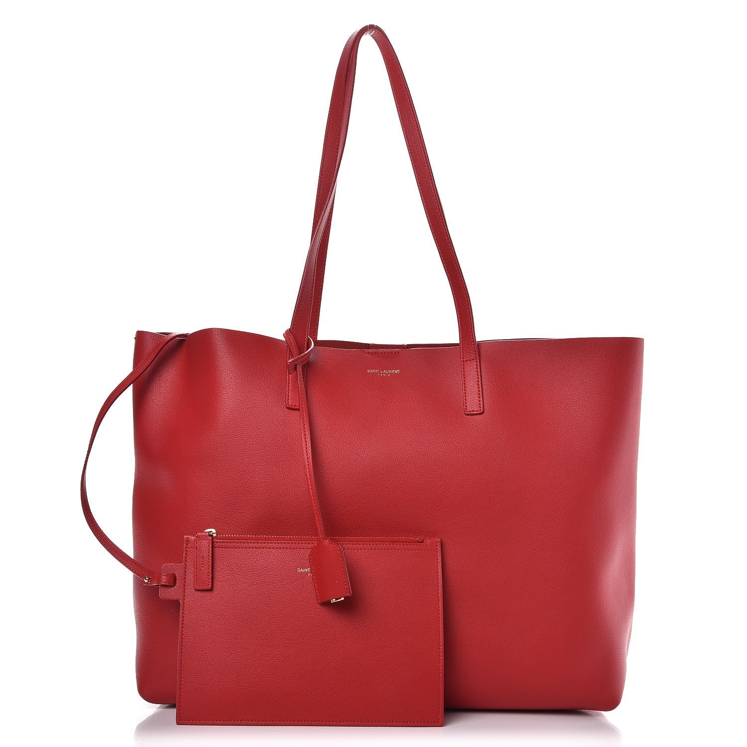 Saint Laurent Calfskin Large Shopping Tote Red 1 of 9