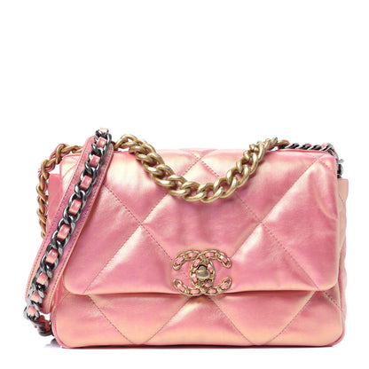 Chanel Iridescent Calfskin Quilted Medium Chanel 19 Flap Pink 1 of 14