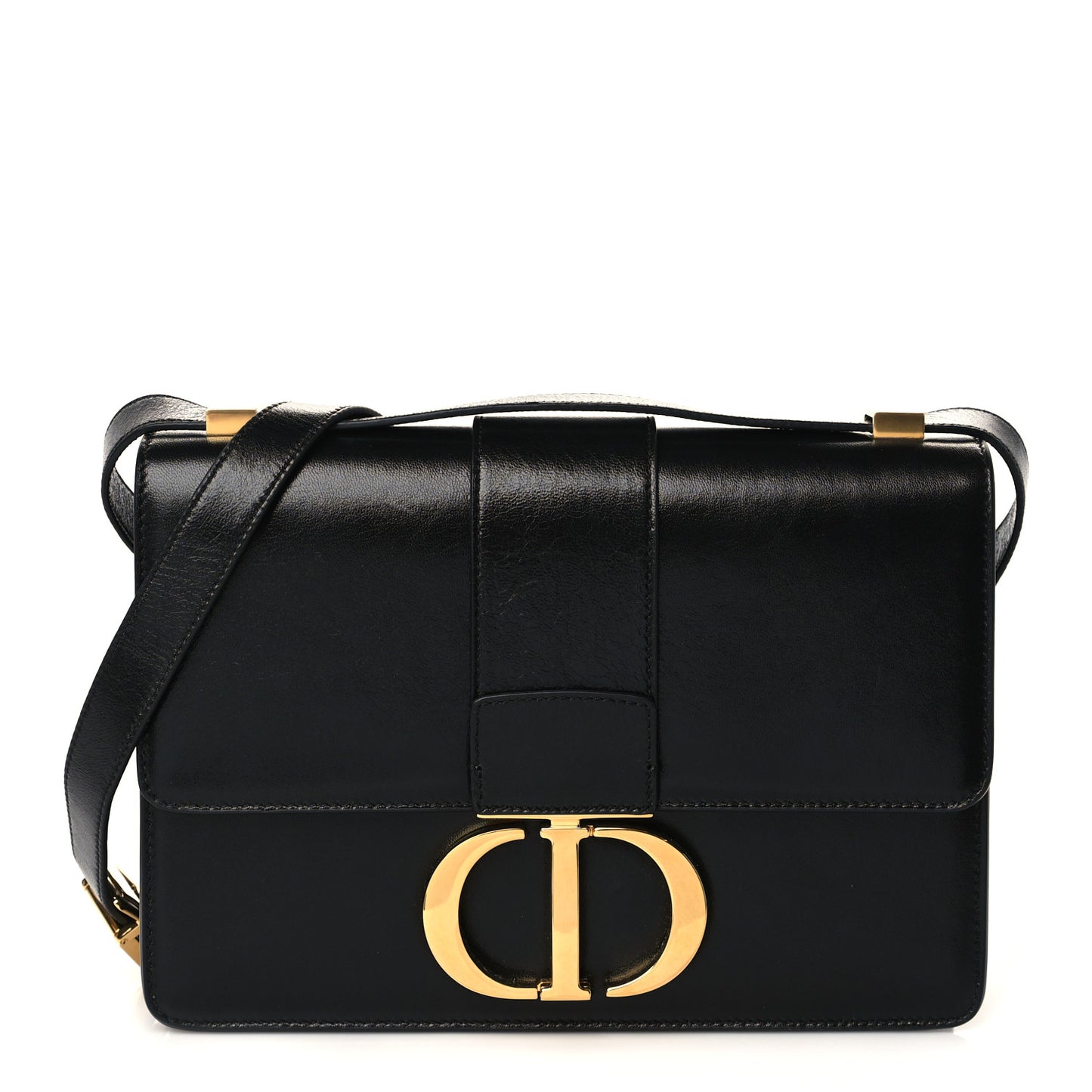 Crinkled Lambskin 30 Montaigne Flap Bag Black