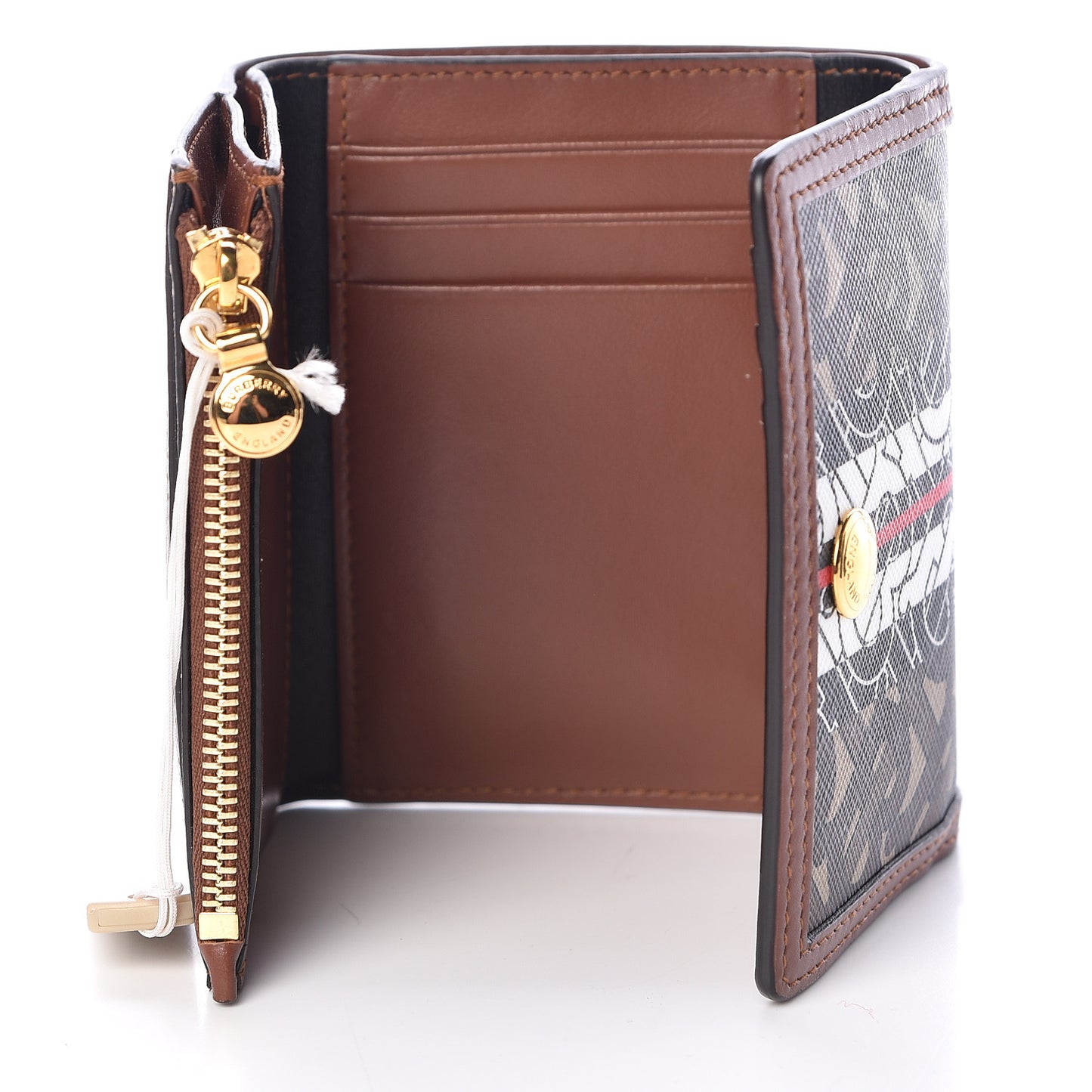 E-Canvas Monogram Stripe Small Lancaster Folding Wallet Bridle Brown