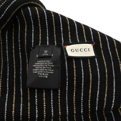Gucci Metallic Wool Polyester Stripe Beanie Hat M Black Gold 4 of 4