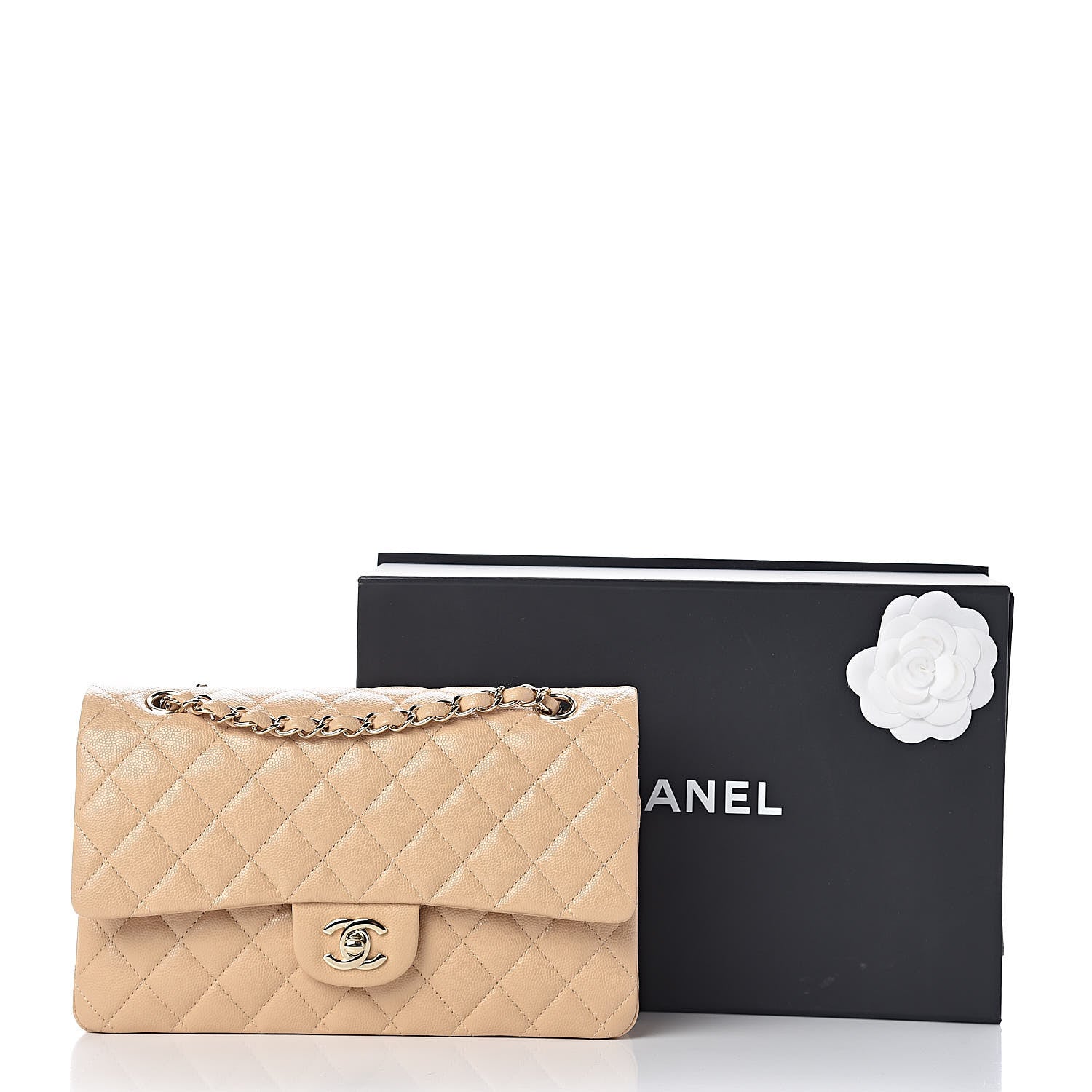 Chanel Caviar Quilted Medium Double Flap Light Beige 11 of 11