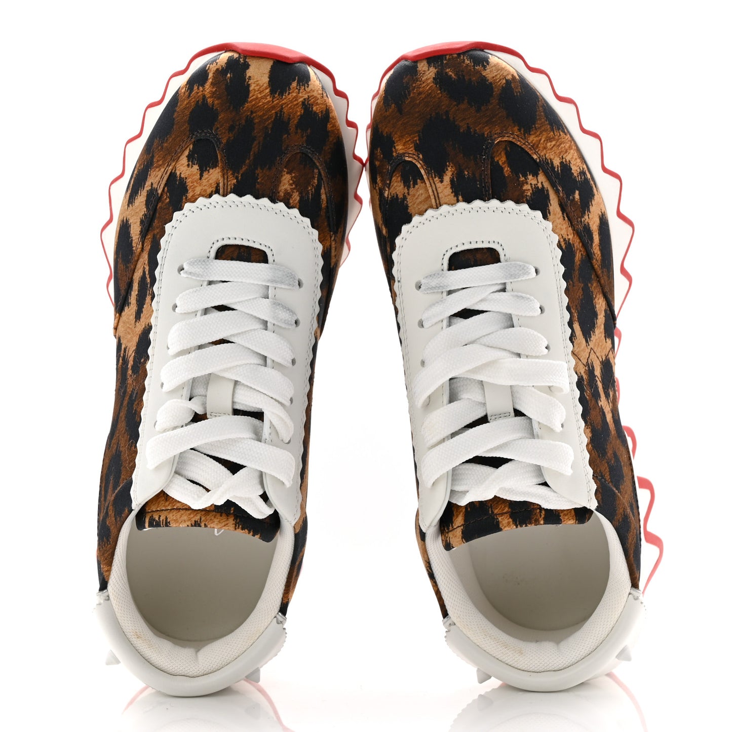 Calfskin Satin Leopard Print Womens Loubishark Sneakers 37 Brown