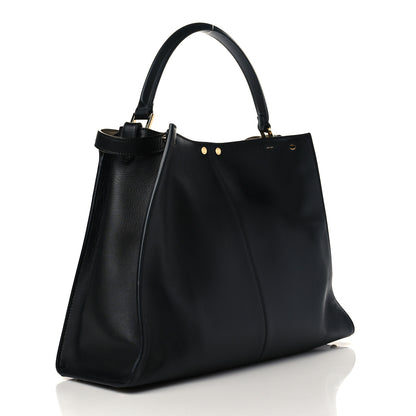 Fendi Vitello Seta Glazed Fabric FF 1974 Large Peekaboo X-Lite Black Mogano Panna 2 of 5