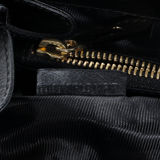 Leather Quilted Satchel Black