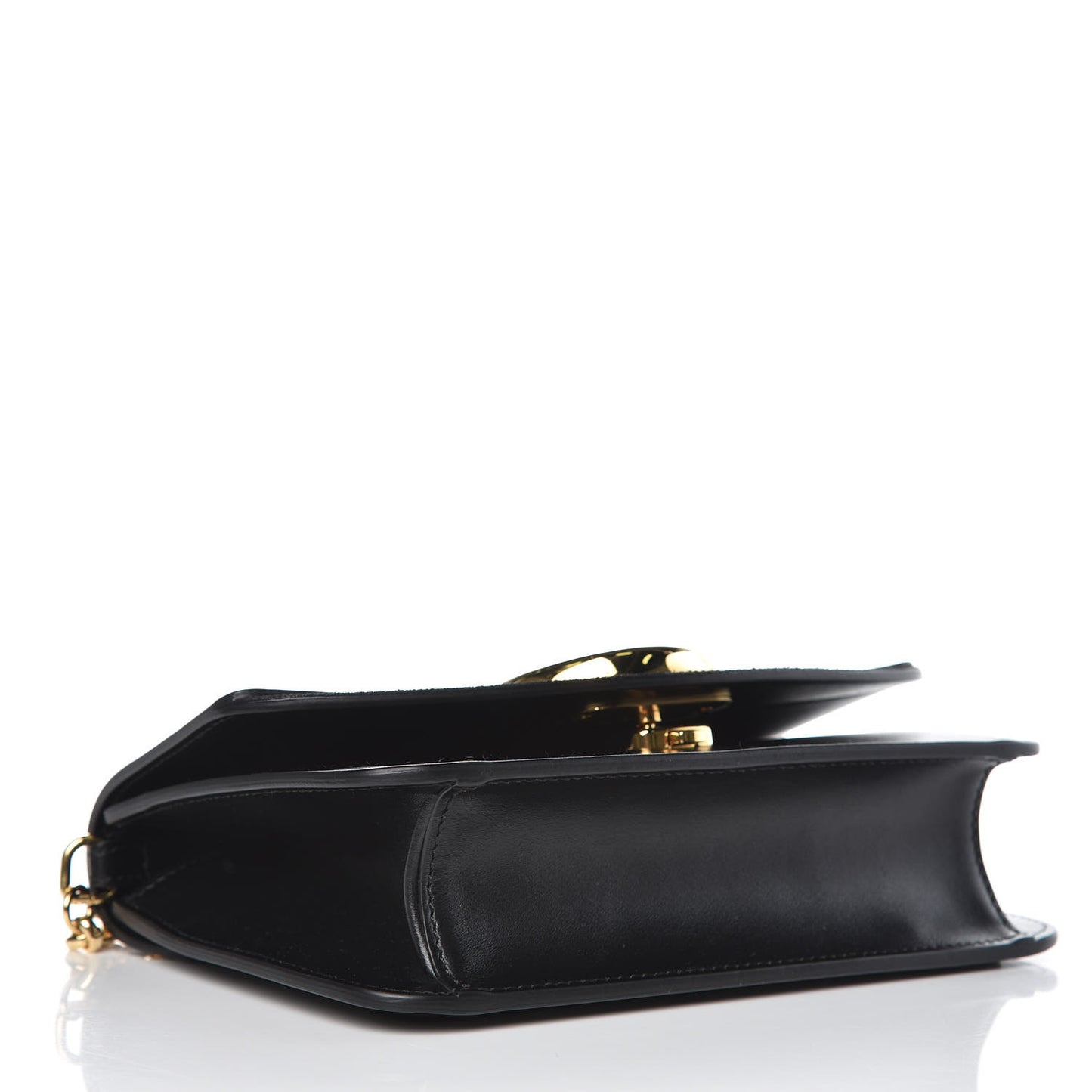 Calfskin Suede C Clutch With Chain Black