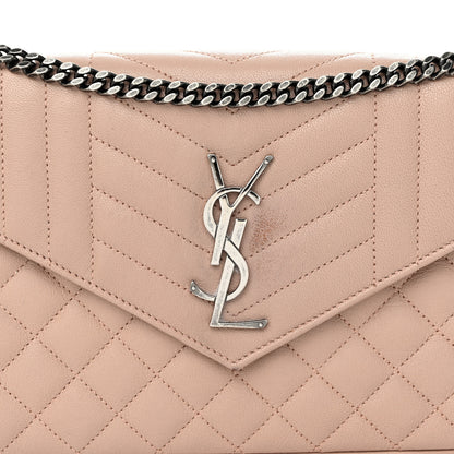 Saint Laurent Sheepskin Tri-Quilt Monogram Envelope Chain Wallet Dark Beige 8 of 12