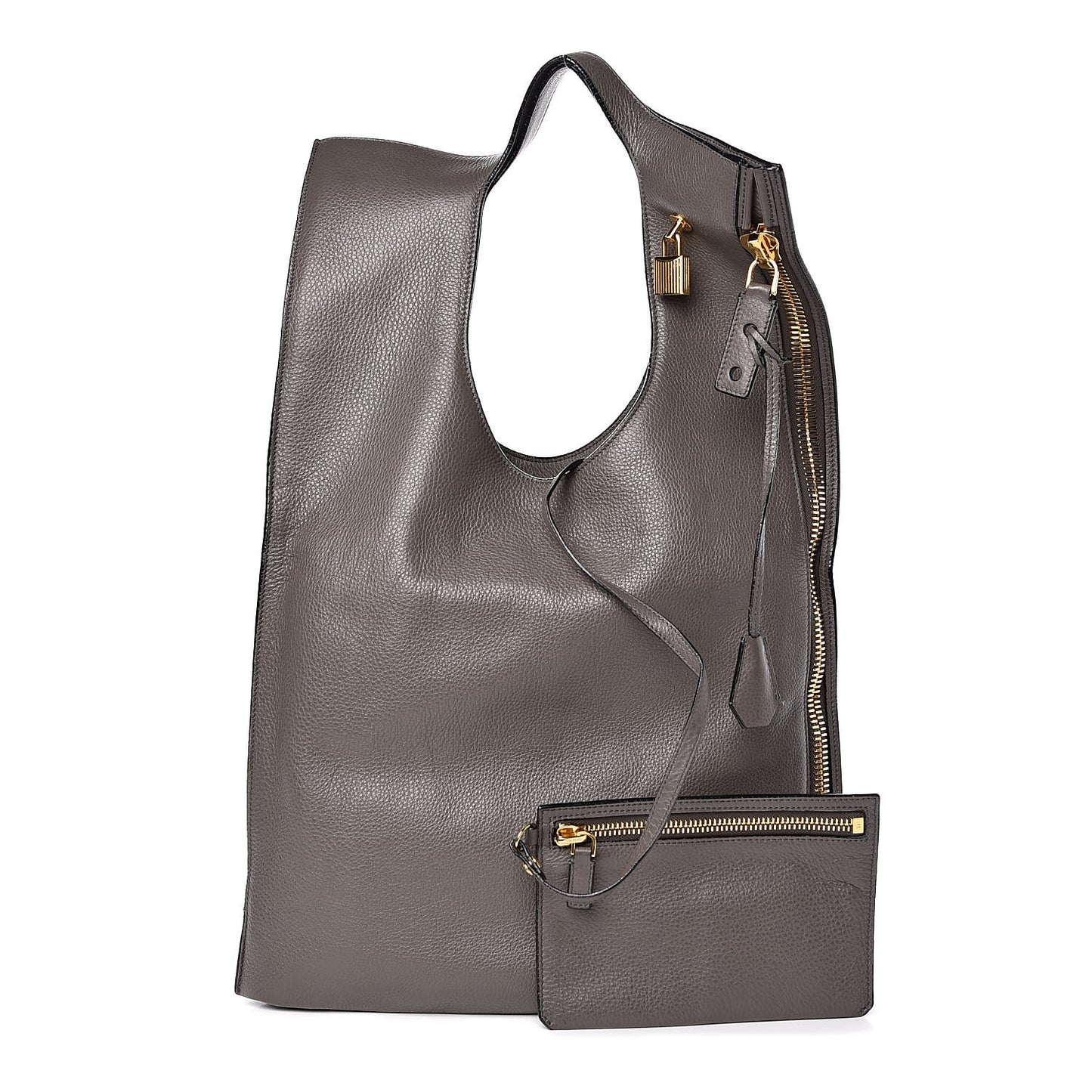 Calfskin Large Alix Padlock Zip Shoulder Bag Graphite