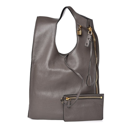 Tom Ford Calfskin Large Alix Padlock Zip Shoulder Bag Graphite 1 of 13