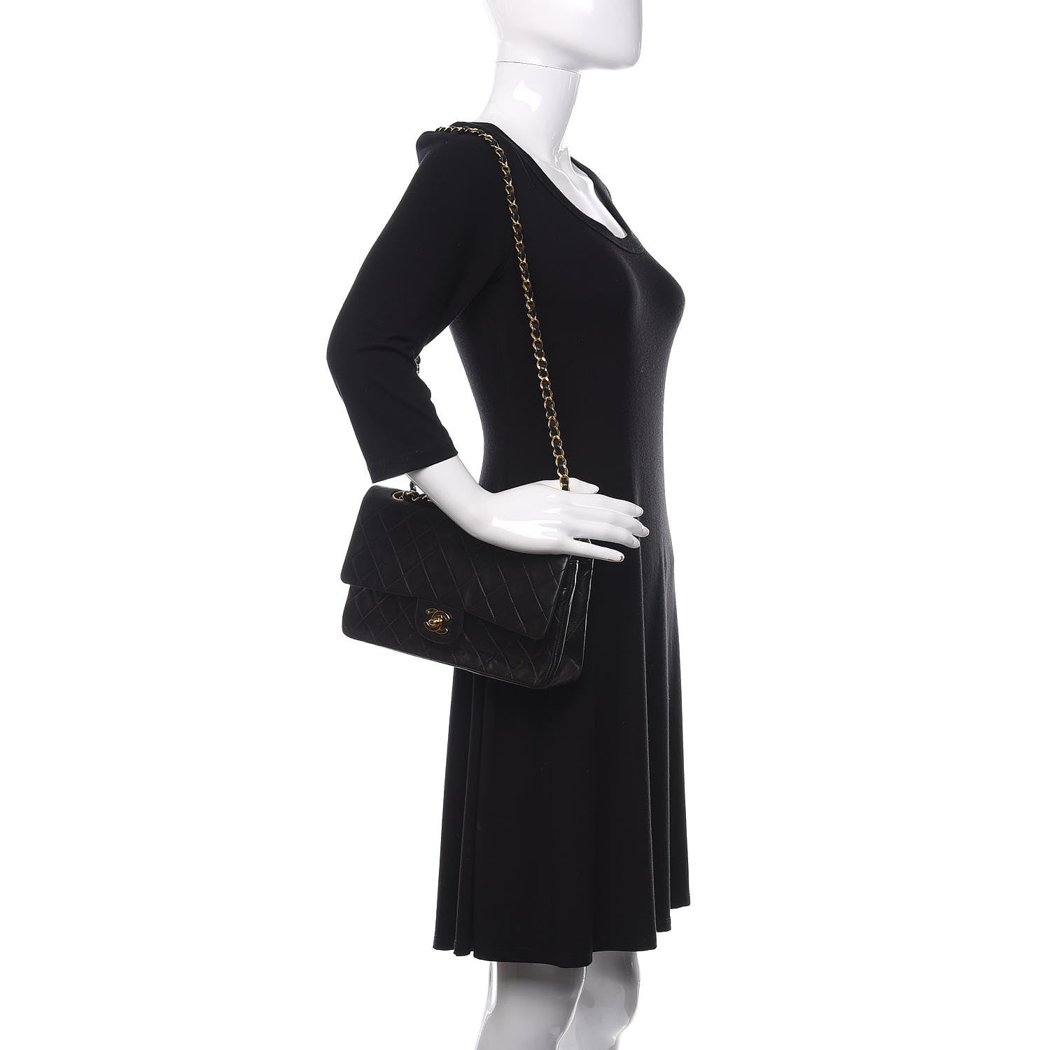 Chanel Lambskin Quilted Medium Double Flap Black 2 of 10