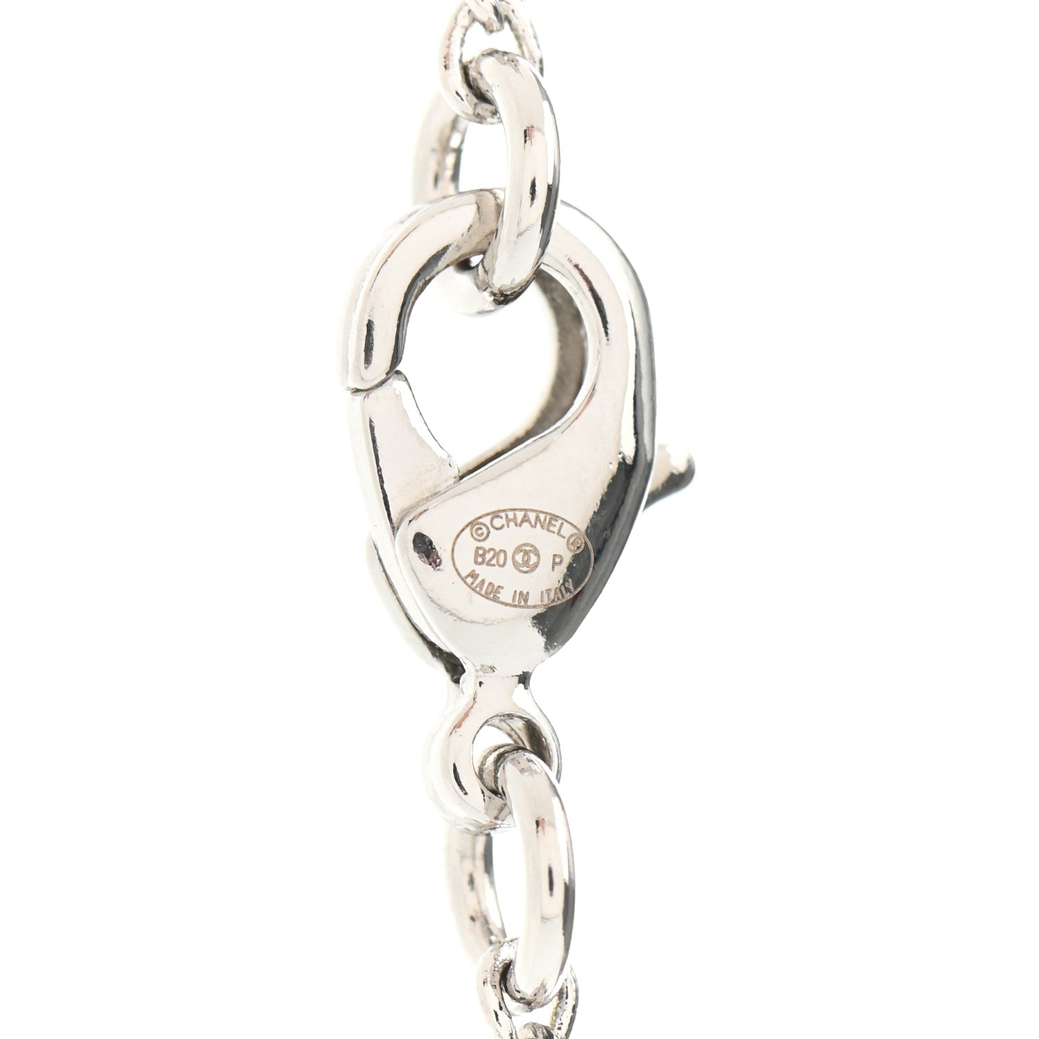 Chanel Crystal CC Star Pearl Drop Necklace Silver 5 of 6