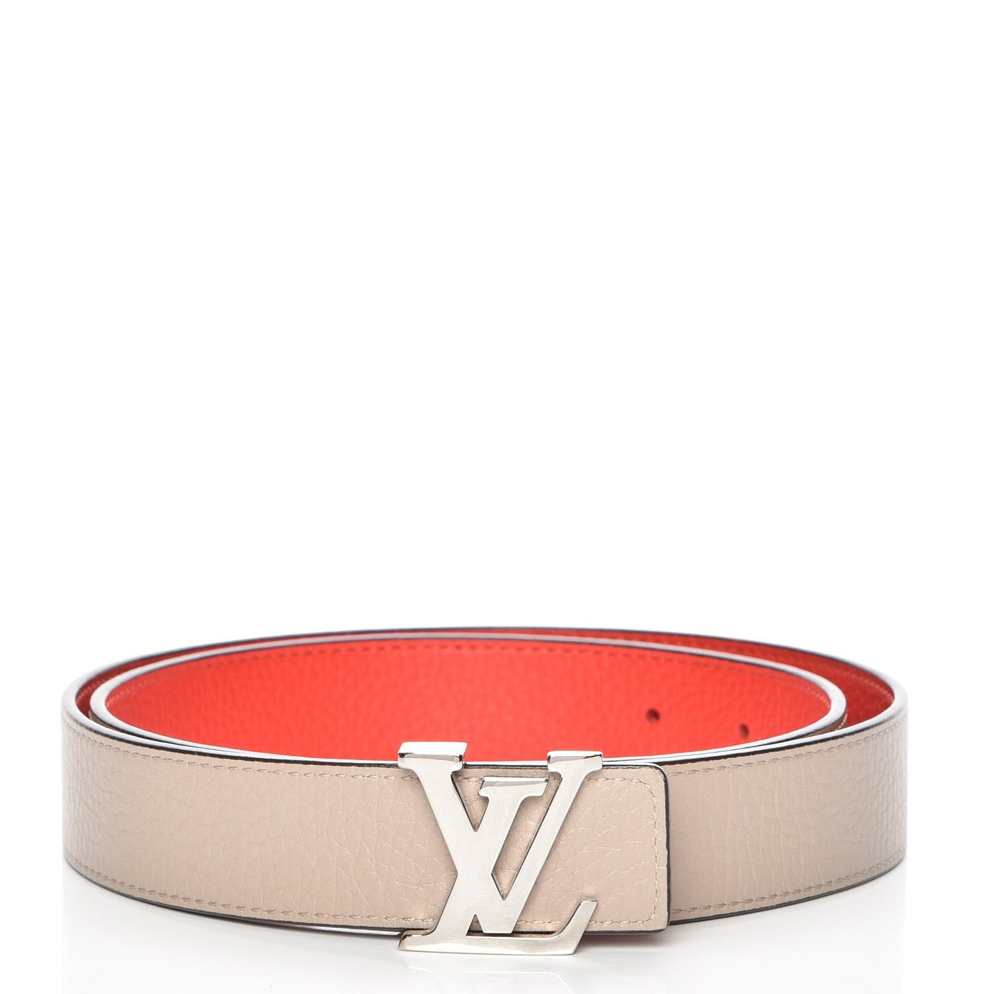 Taurillon Calfskin 30mm LV Initiales Belt 85 34 Galet Corail