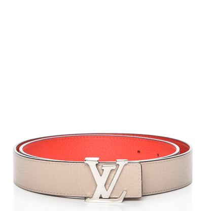 Louis Vuitton Taurillon Calfskin 30mm LV Initiales Belt 85 34 Galet Corail 1 of 7