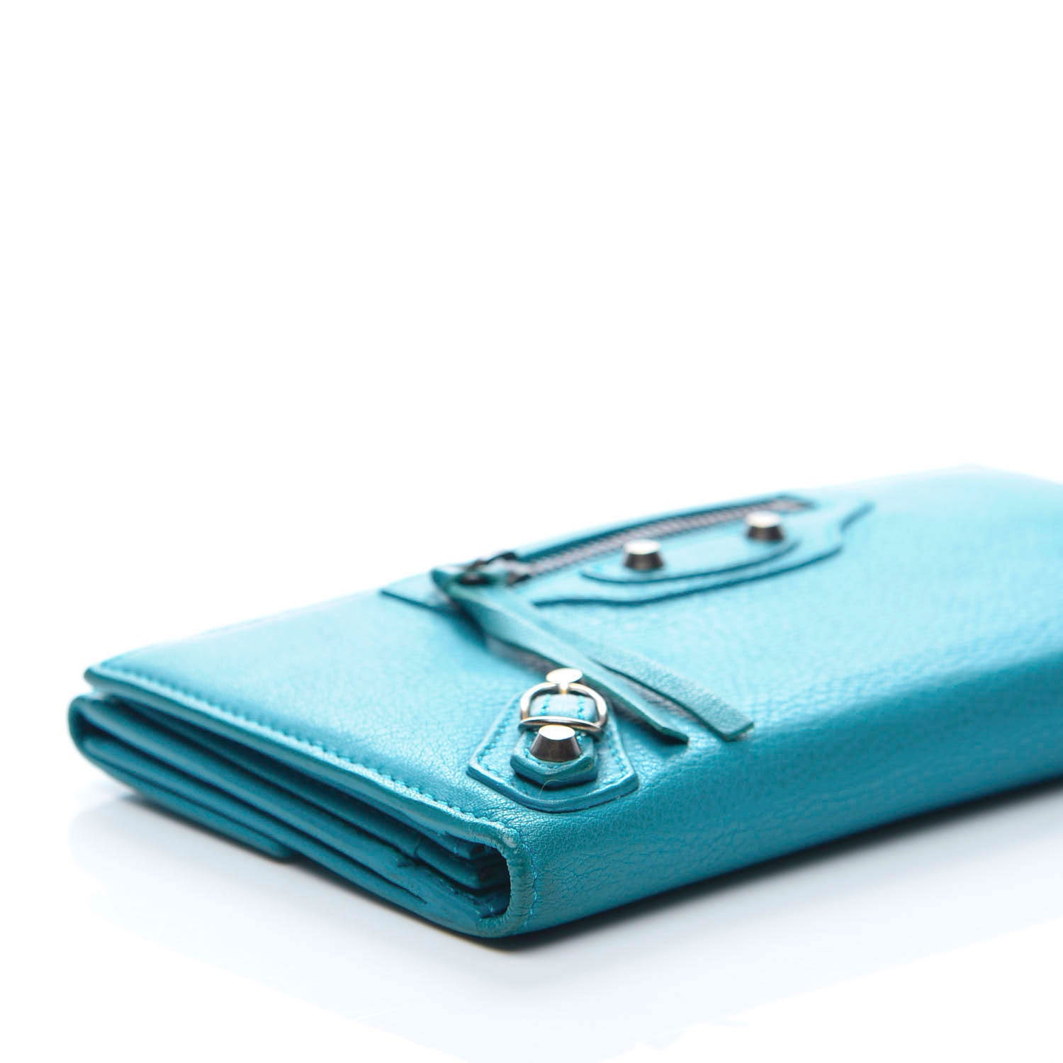 Balenciaga Calfskin Papier Platre Continental Wallet Bleu Paon 5 of 11