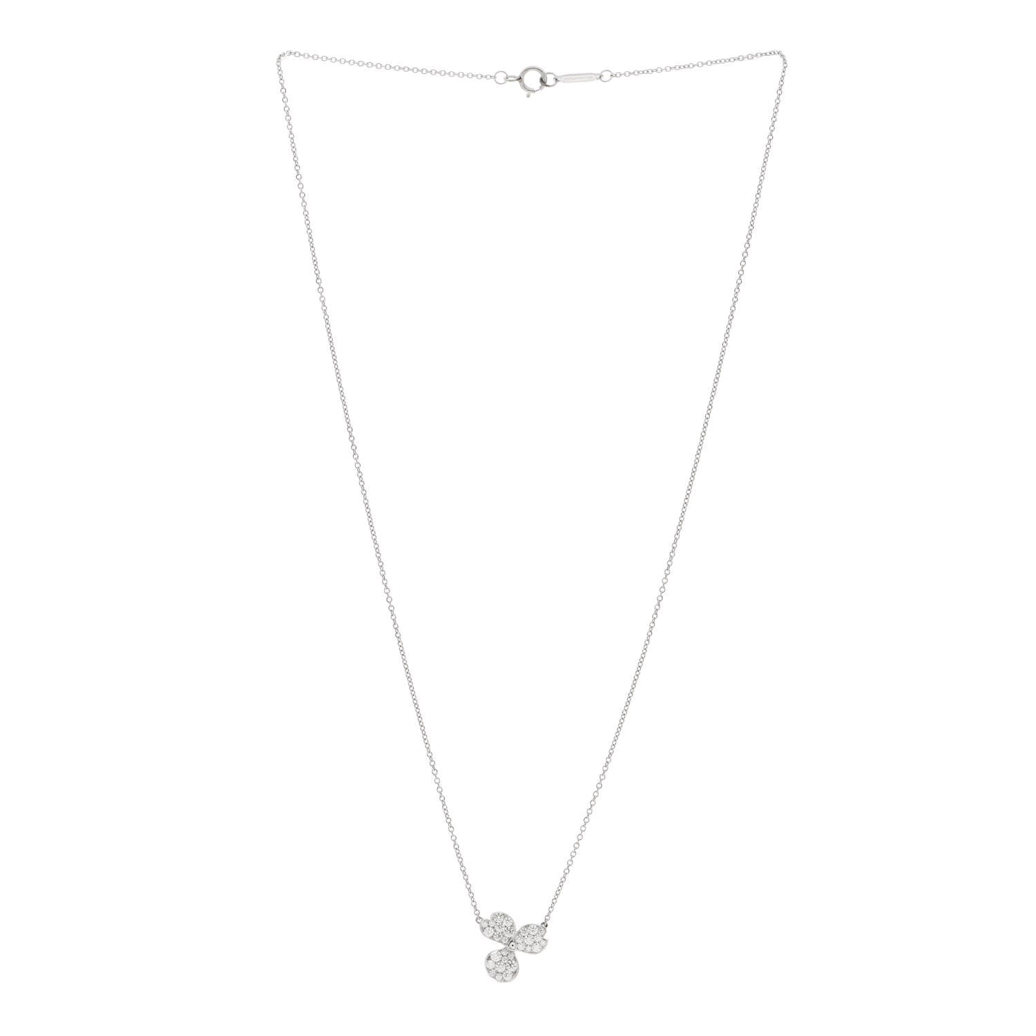 Tiffany Platinum Diamond Paper Flowers Pave Pendant Necklace 2 of 5