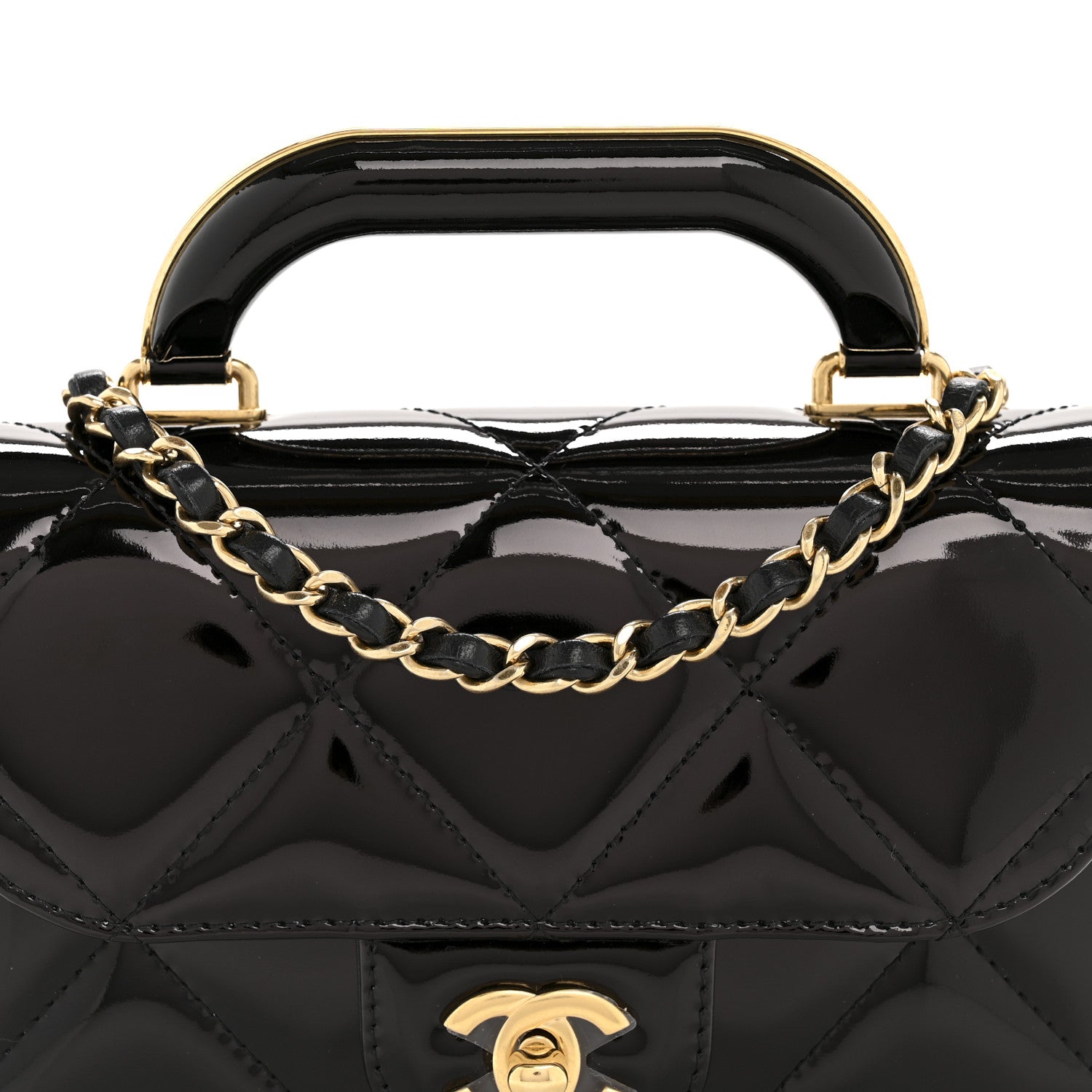 Chanel Metallic Mirror Calfskin Mini Top Handle Clutch With Chain Black 8 of 10