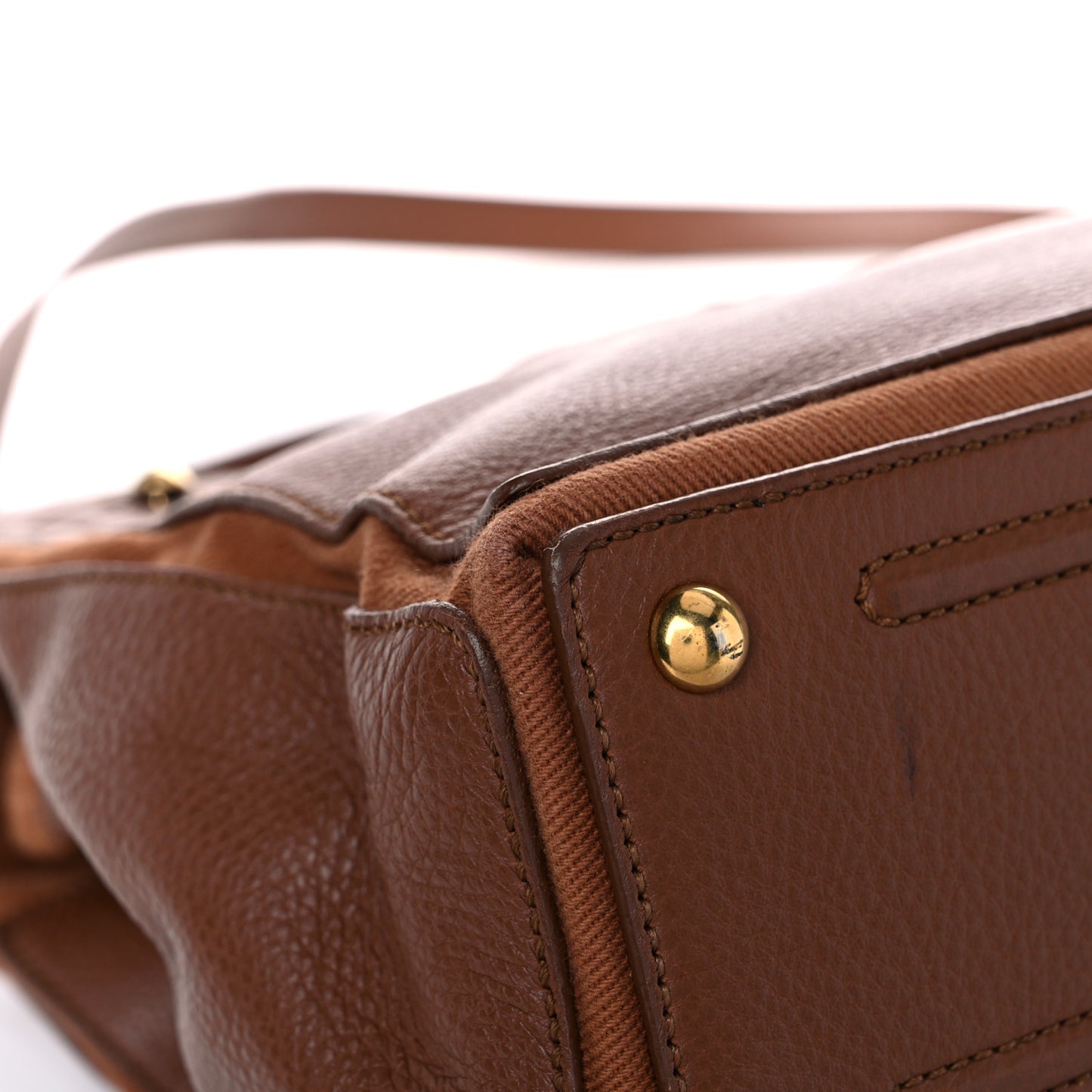 Calfskin Canvas Medium Muse Two Brown