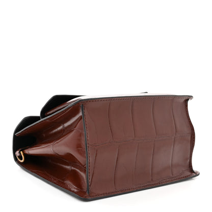 Marc Jacobs MARC JACOBS Calfskin Crocodile Embossed Uptown Shoulder Bag Brown 4 of 10