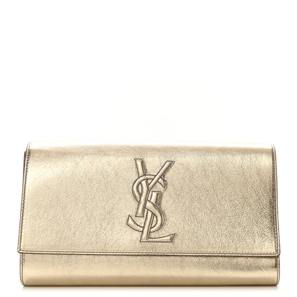 Saint Laurent Metallic Calfskin Monogram Large Belle De Jour Clutch Gold 1 of 9