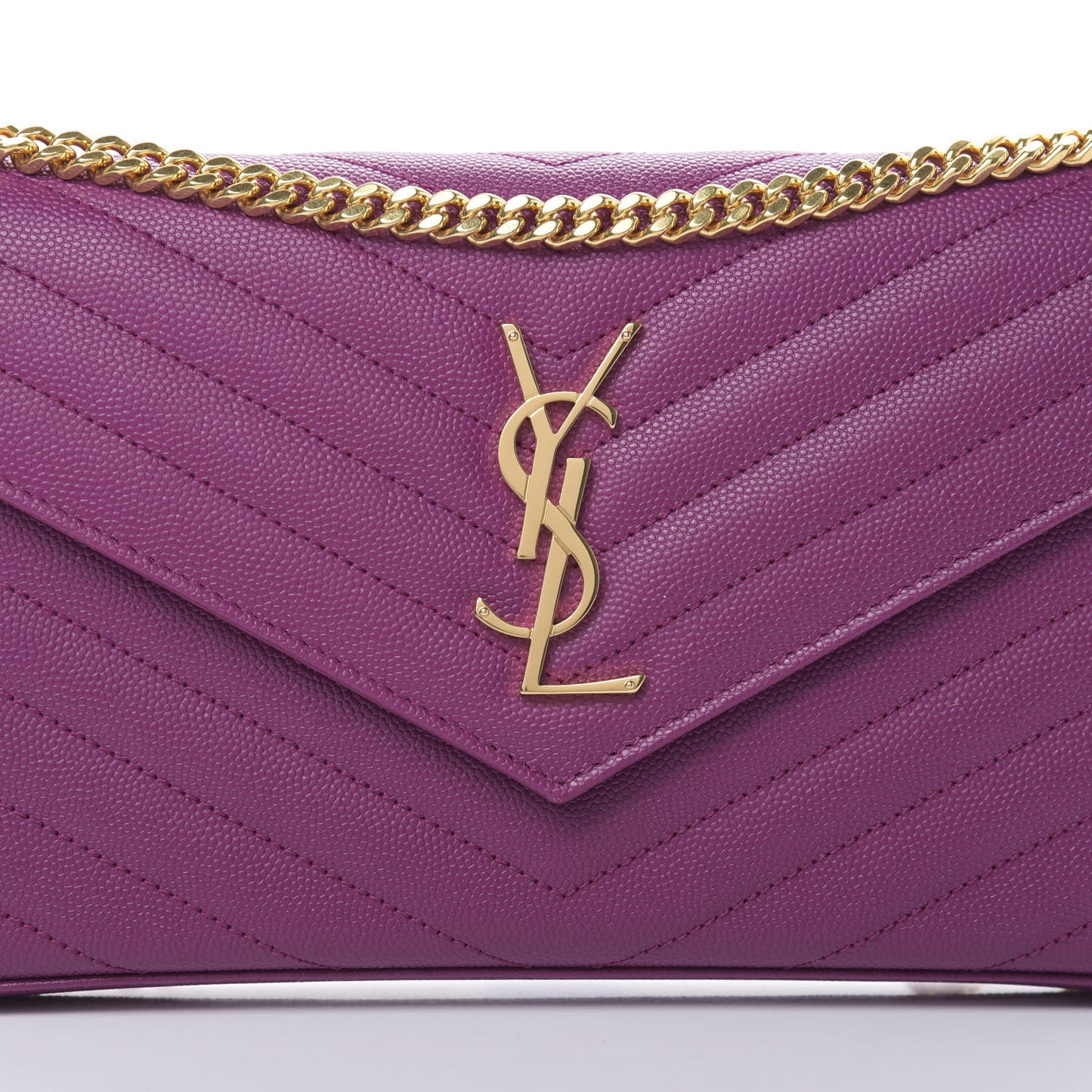 Grain De Poudre Matelasse Chevron Monogram Chain Wallet Dark Grape