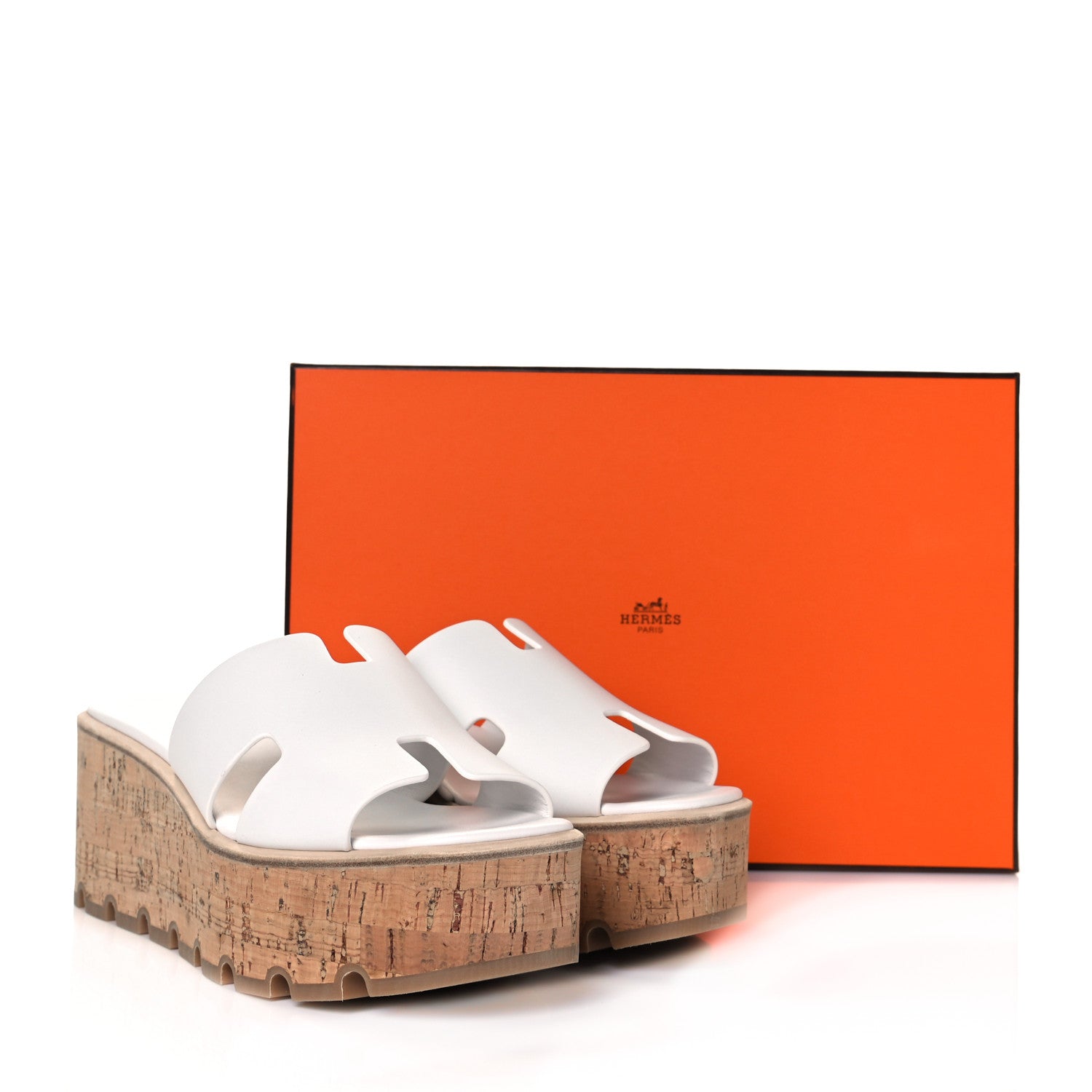 Hermes Calfskin Cork Eze 30 Sandals 38 White 9 of 9