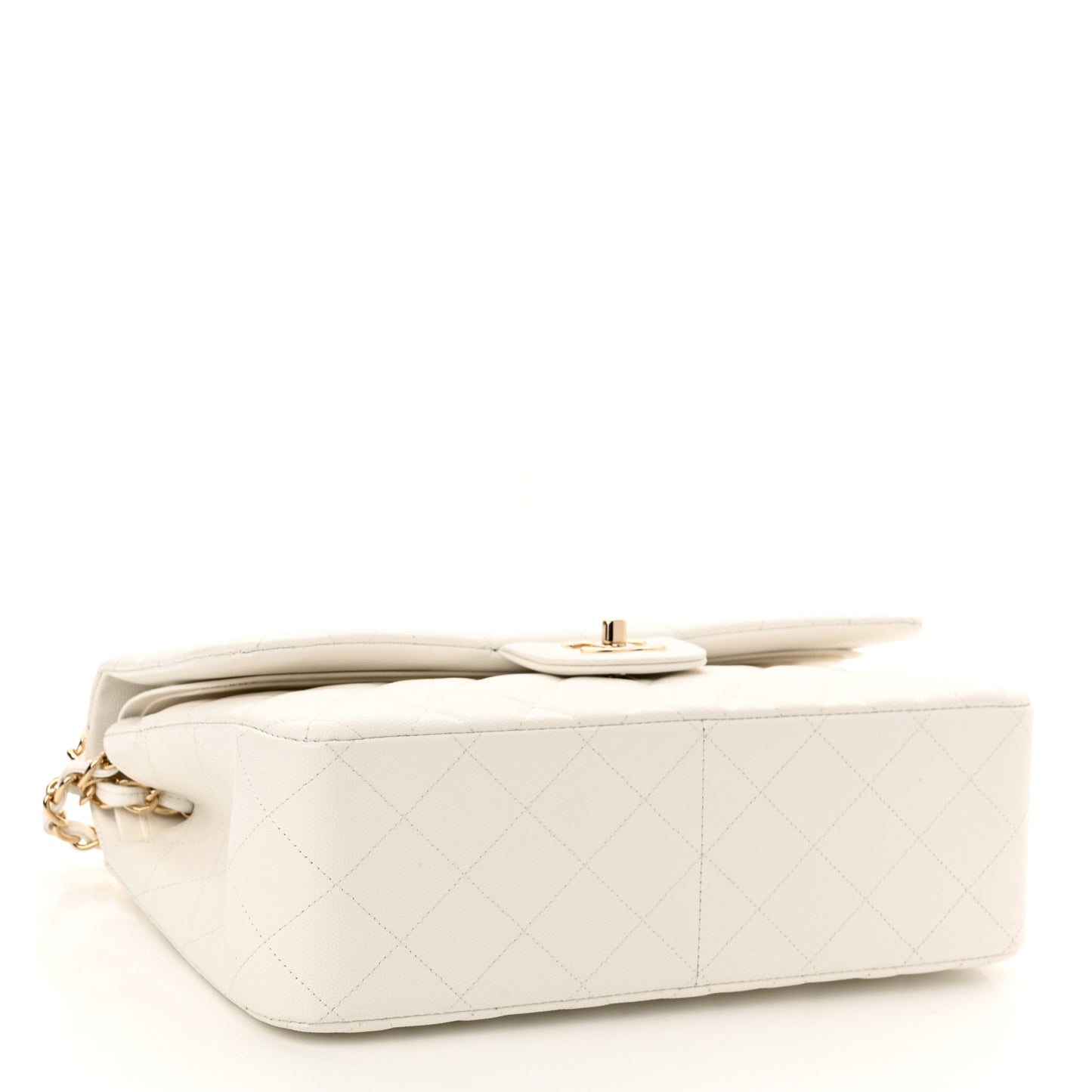 Caviar Quilted Jumbo Double Flap White