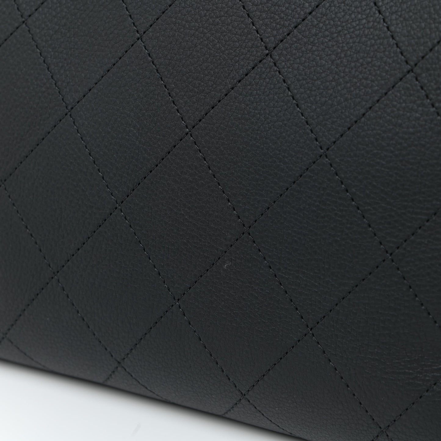 Calfskin Stitched Medium Shopping Tote Black