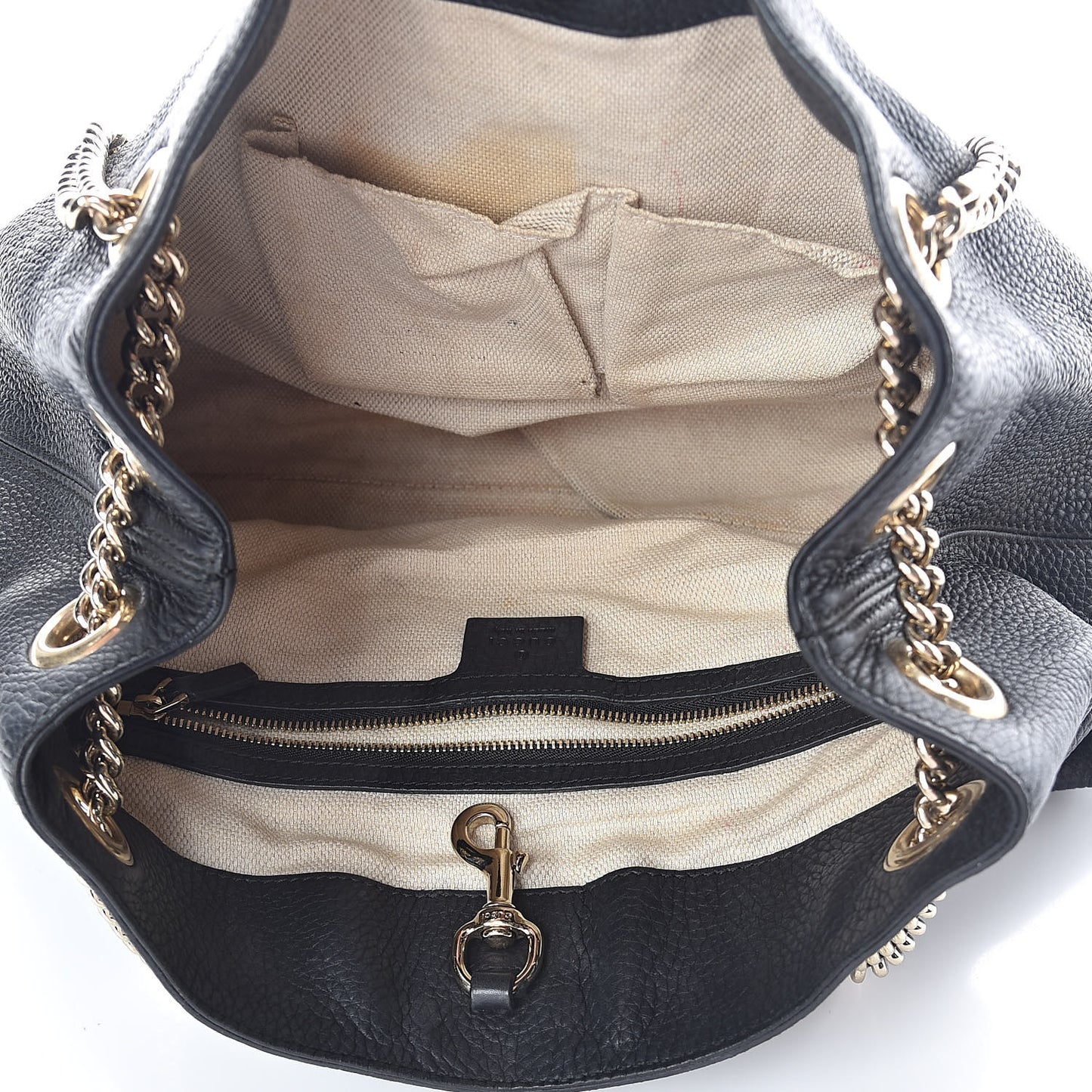 Pebbled Calfskin Medium Soho Chain Shoulder Bag Black