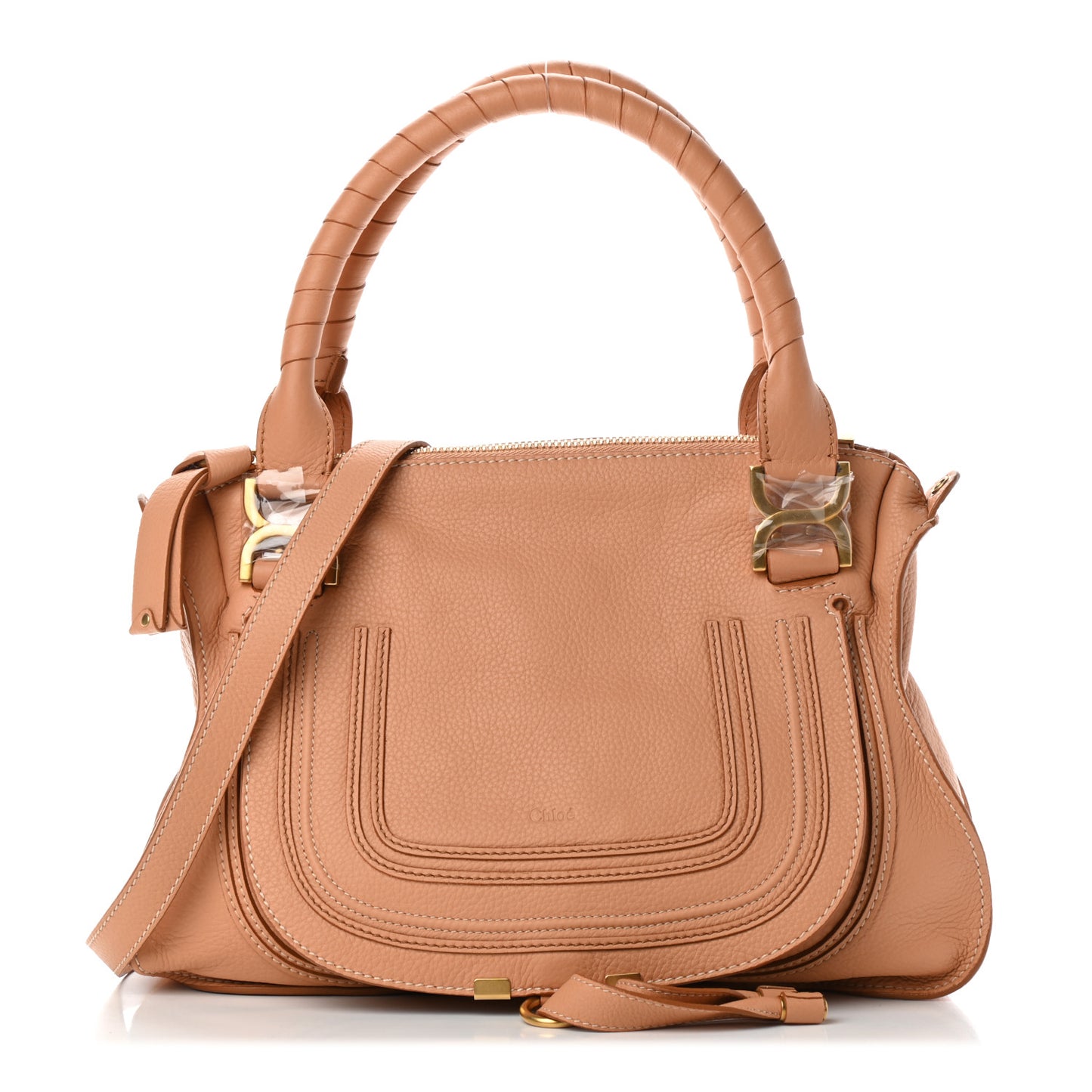 Calfskin Medium Marcie Satchel Rose Milk