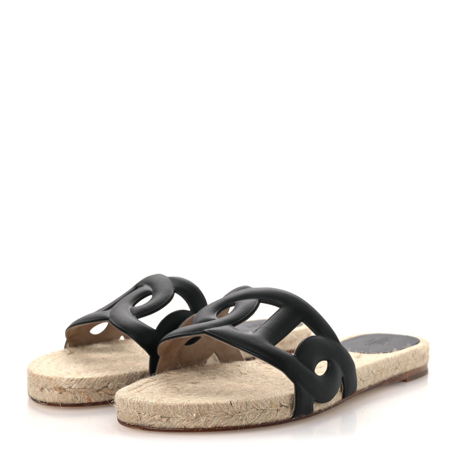 Hermes Nappa Famosa Espadrille Sandals 37 Black 4 of 11