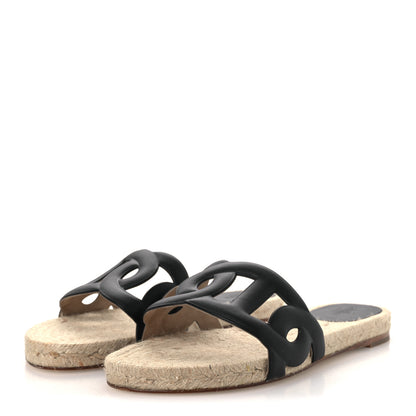 Hermes Nappa Famosa Espadrille Sandals 37 Black 4 of 11