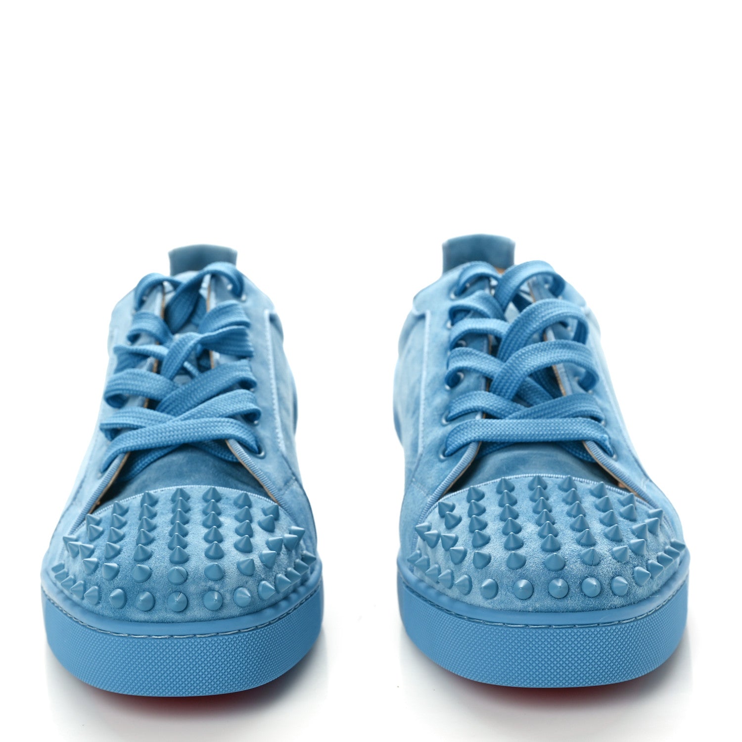 Christian Louboutin Veau Velours Mens Louis Junior Spikes Flat Sneakers 44.5 Blue 2 of 8