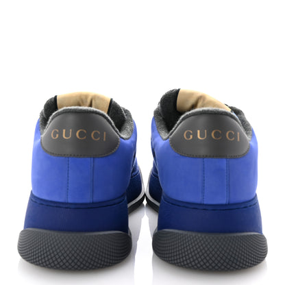 Gucci Monogram Nubuck Miro Soft Calfskin Mens Screener 50mm Sneakers 9.5 Imperial Blue Graphite Grey 6 of 10
