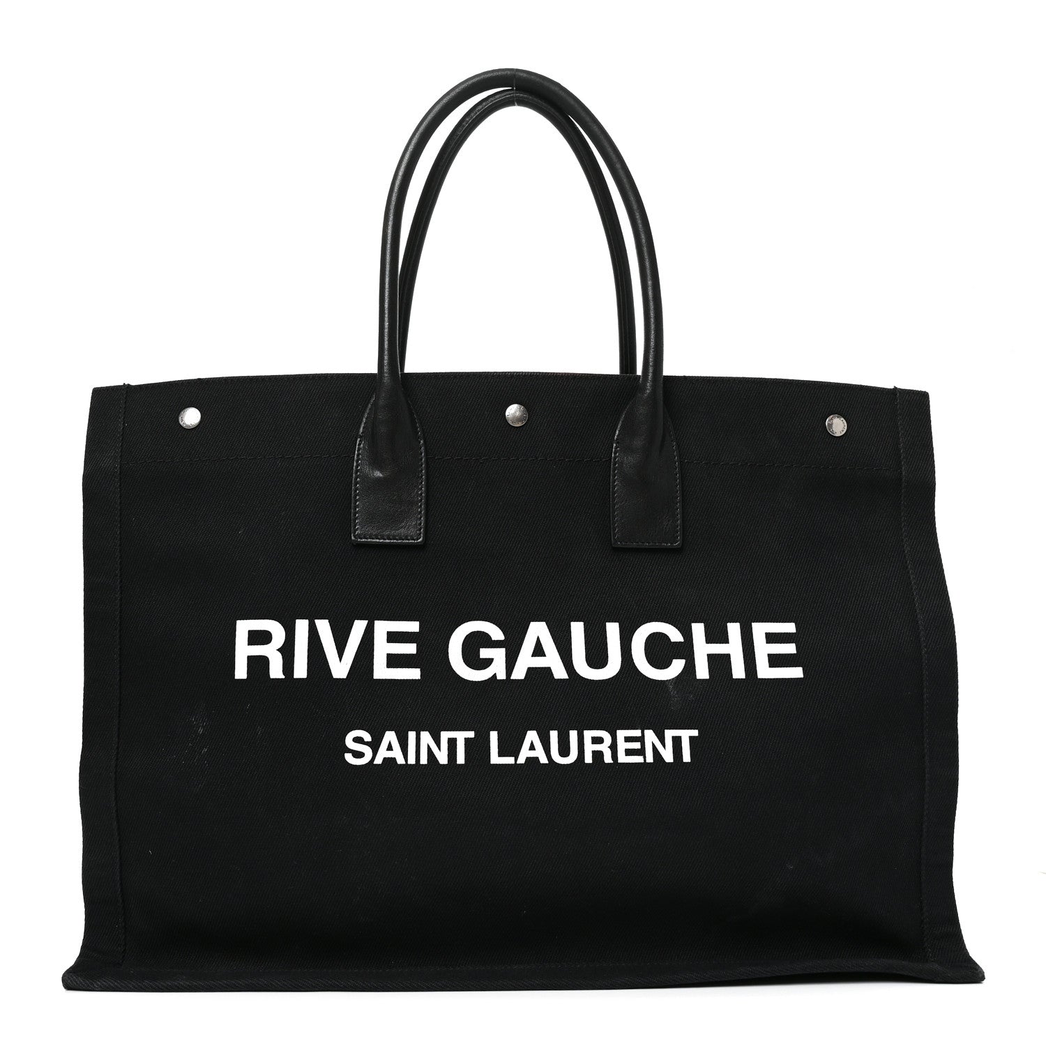 Saint Laurent Linen Calfskin Rive Gauche Tote Black 1 of 11
