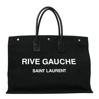Saint Laurent Linen Calfskin Rive Gauche Tote Black 1 of 11
