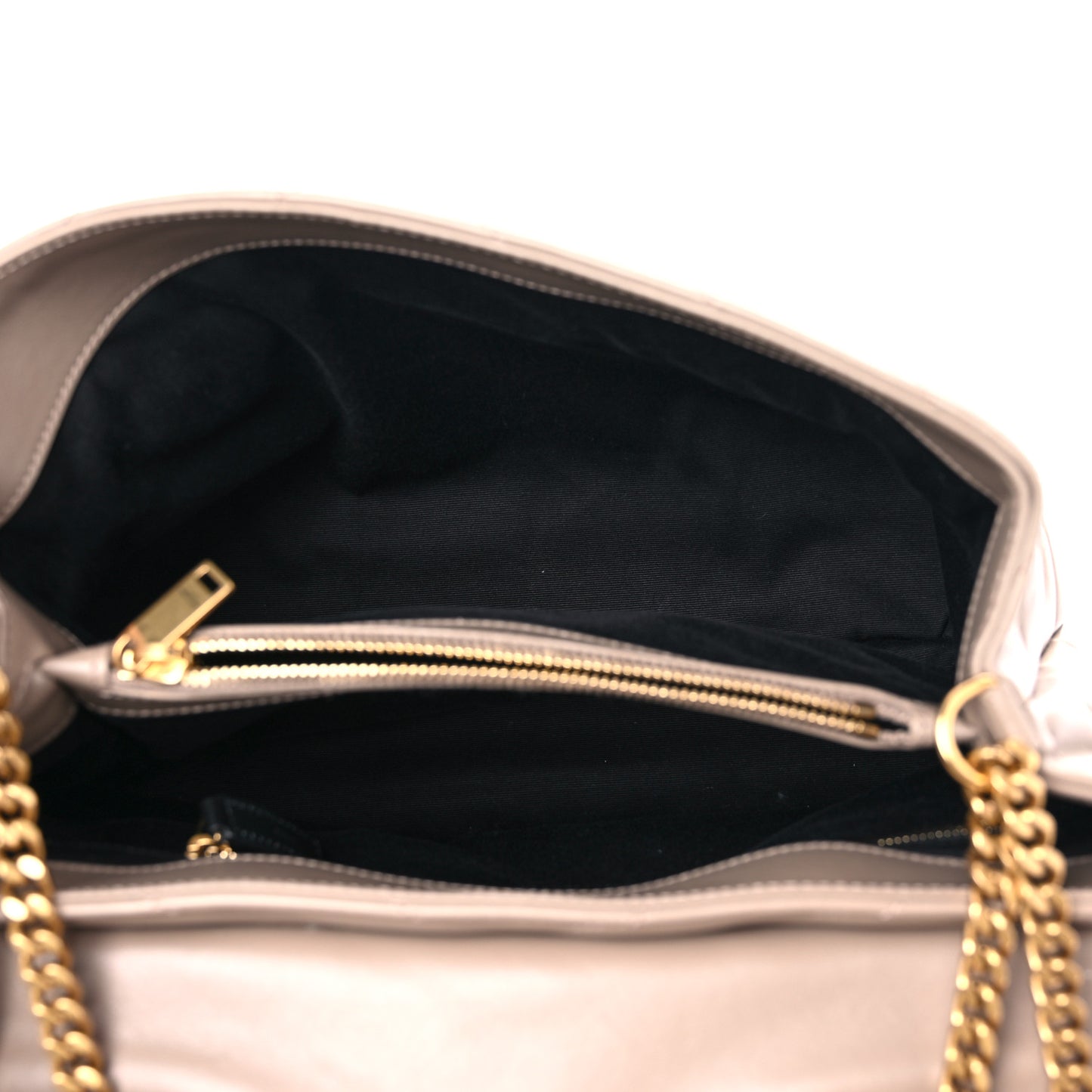 Calfskin Y Quilted Monogram Medium Loulou Chain Satchel Dark Beige