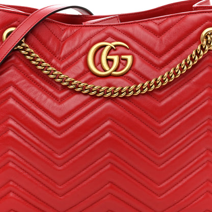 Gucci Calfskin Matelasse Medium GG Marmont Shoulder Tote Bag Hibiscus Red 7 of 9