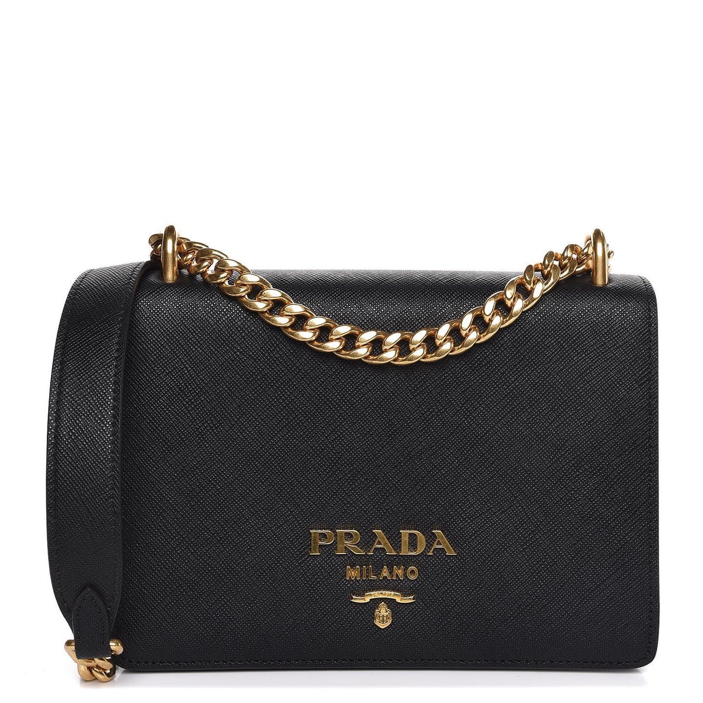 Saffiano Soft Chain Shoulder Bag Black