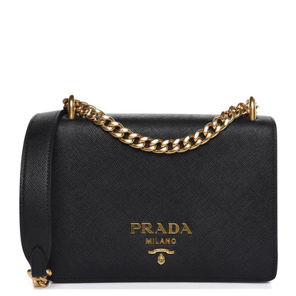 Prada Saffiano Soft Chain Shoulder Bag Black 1 of 7