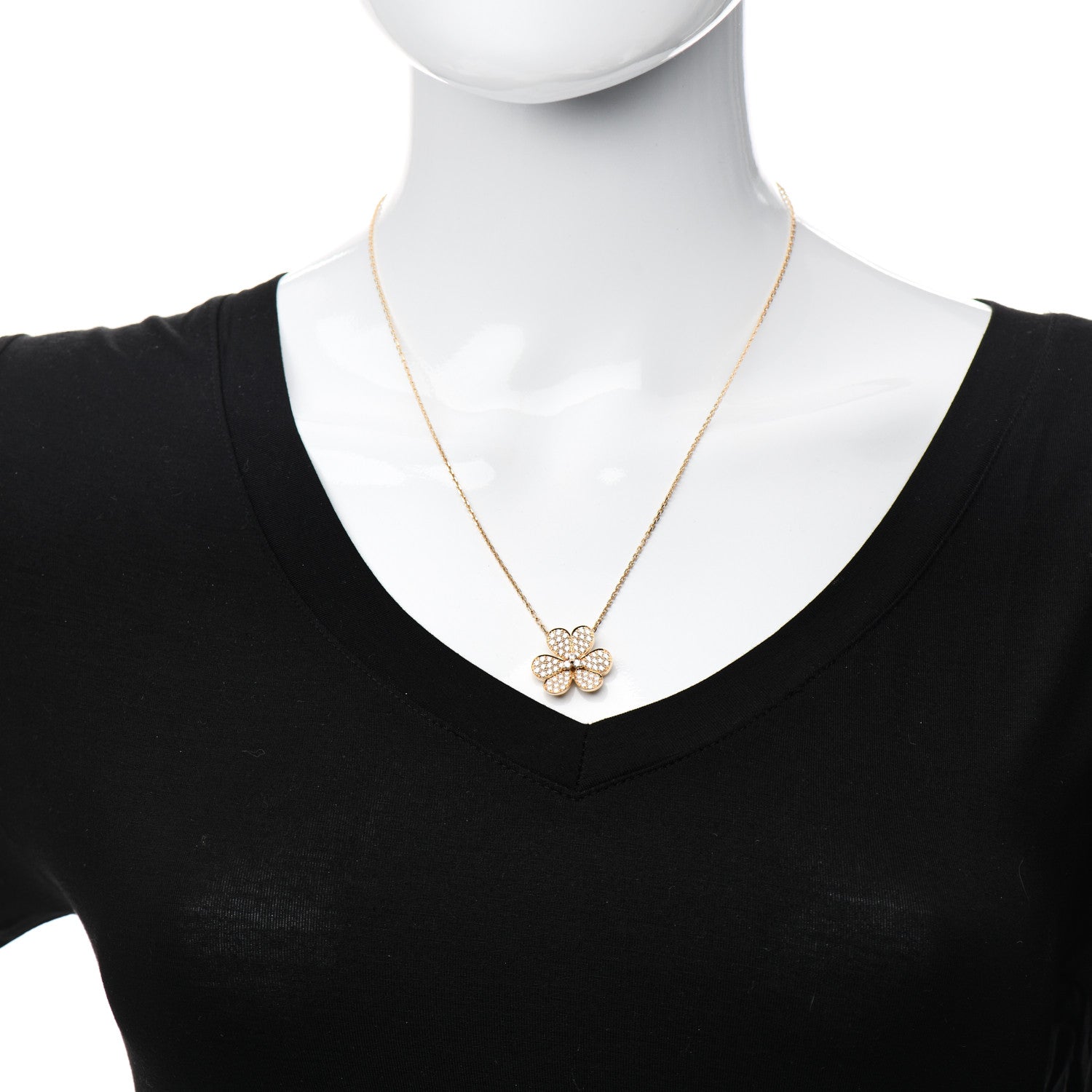 Van Cleef & Arpels 18K Yellow Gold Diamond Large Frivole Pendant Pave Necklace 2 of 6